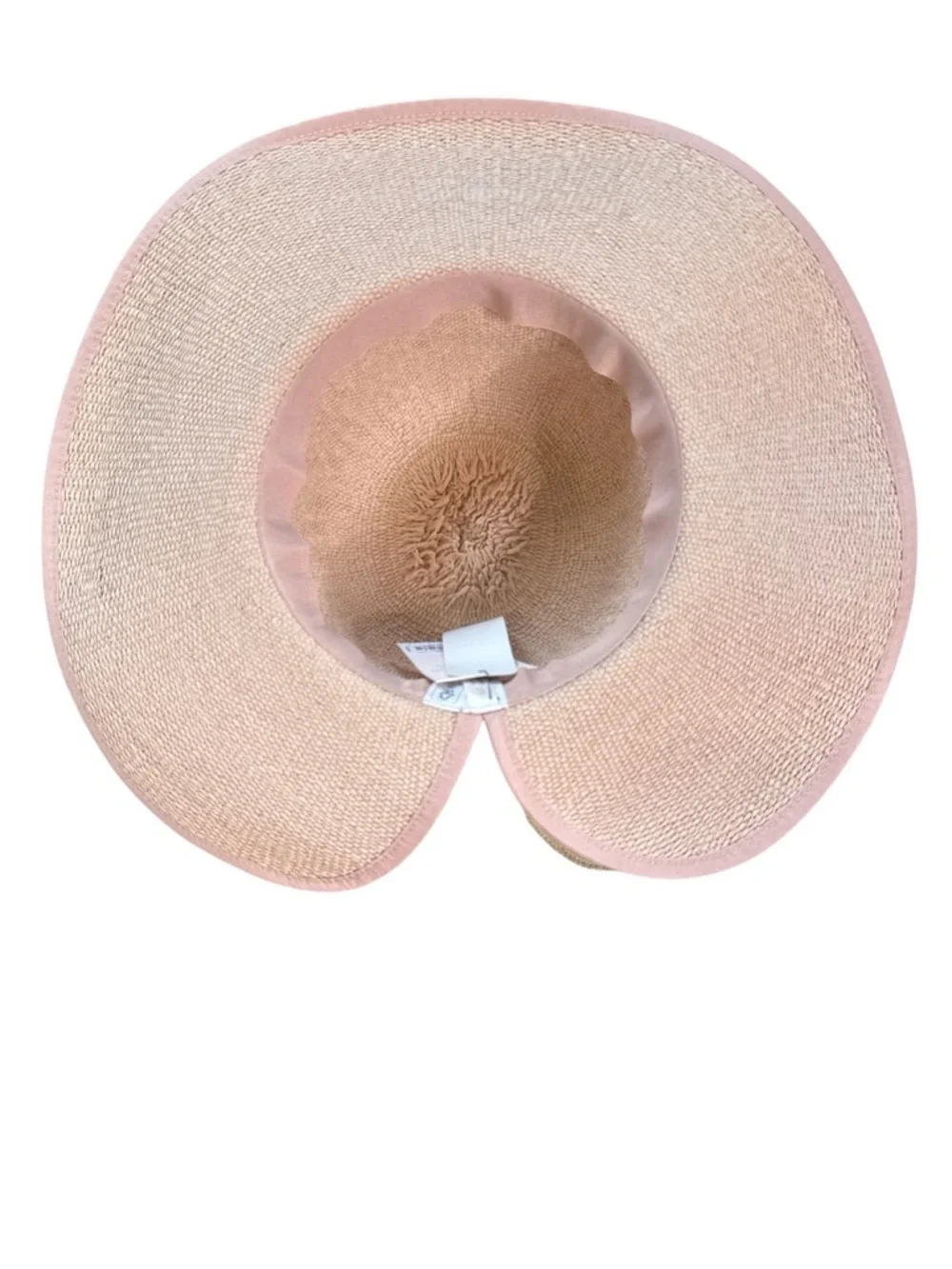 LC Lauren Conrad Blush Pink Wide Brim Sun Hat Bow Ponytail Opening NWT
